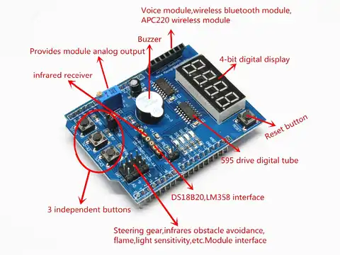 Многофункциональный щит с зуммером LM35, 4-значный цифровой светодиодный модуль расширения платы для Arduino UNO R3 Lenardo Mega2560, комплект «сделай сам»