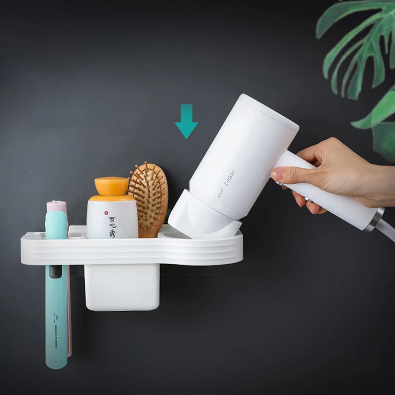 

Multifunction Hands Free Hair Dryer Holder Curling Iron Shelf For Bathroom Organizer Storage Rack Bathroom Accessories Set