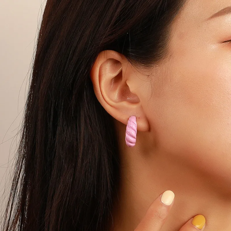 

Women New Vintage Metal C-shaped Twist Earrings Jewelry Gifts