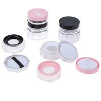 11types cosmetic travel makeup jar sifter container portable plastic powder box handheld empty loose powder pot with sieve puff