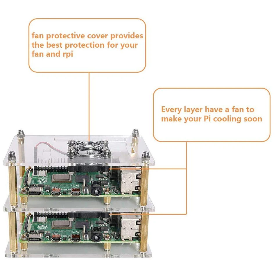 Raspberry Pi 4 B чехол, Raspberry Pi Rack кластерный чехол с охлаждающим вентилятором для Raspberry Pi 3 Model B+, Pi 2 Модель B, Pi B