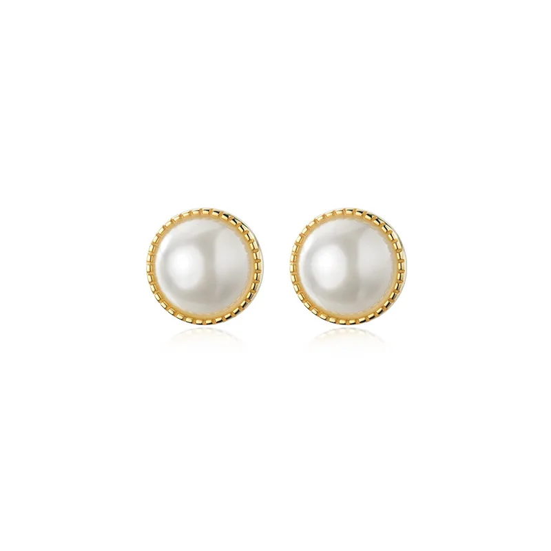 

La Monada 925 Sterling Silver Earrings Stud Women Round Synthetic Pearl Stud Earrings For Women Silver 925 Fine Jewelry Big