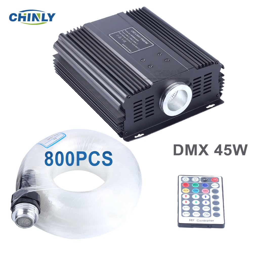 DMX 45 Вт RGB волоконно-оптические лампы RF пульт дистанционного управления 4 метра 0 75