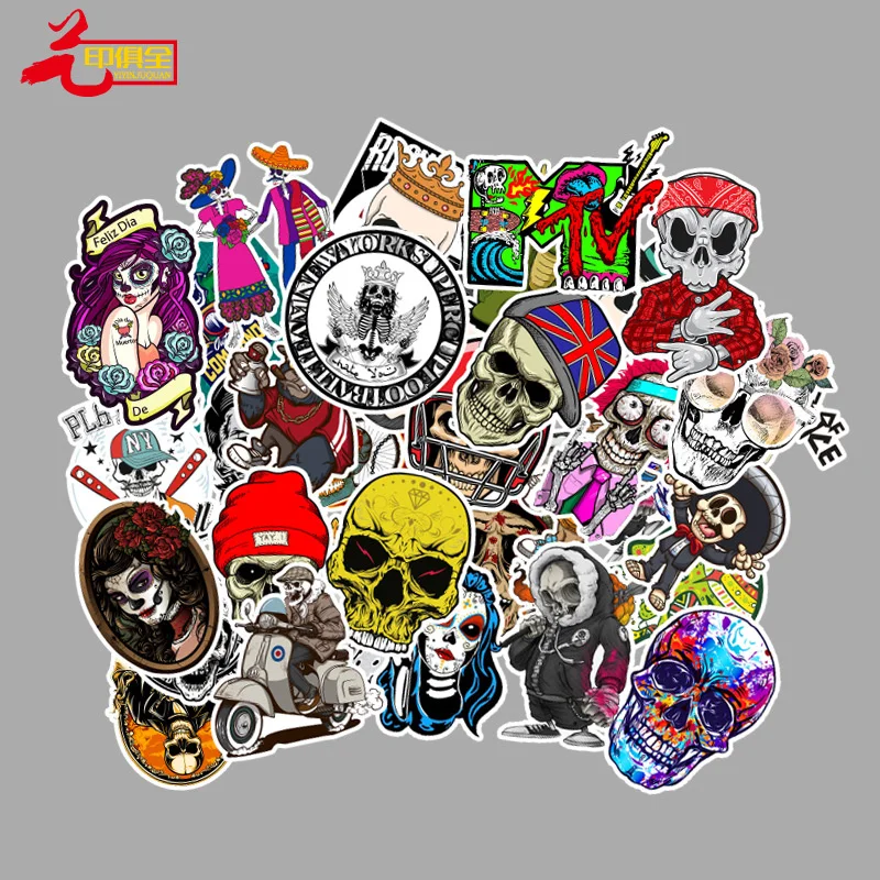 

100pcs skull decoration graffiti Laptop Skateboards Luggage Motorcycles Phone Children's Toy Waterproof Sticker Classic Decal