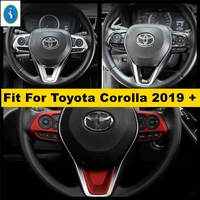 red matte carbon fiber look steering wheel multi function button decoration cover trim fit for toyota corolla 2019 2020 2021