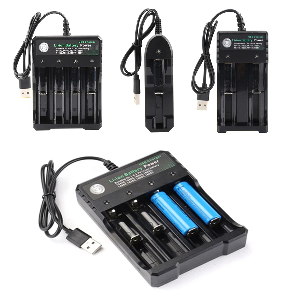 

3.7 V 18650 Charger Lithium Ion Battery USB Independent Charging Portable 18350 16340 14500 Battery Charger