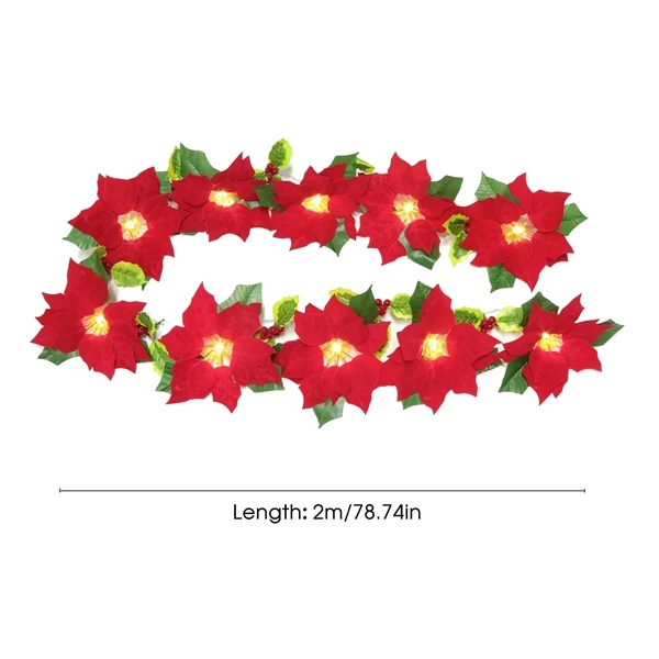 

LED Artificial Poinsettia Garland,String Light Christmas Garland Christmas Tree Decoration for Christmas Party Wedding