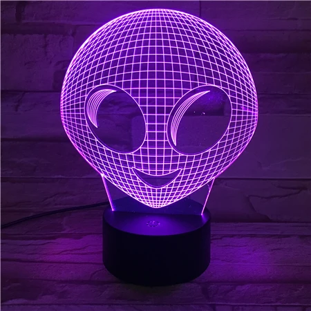 Милая 3d лампа с изображением инопланетянина удивительная визуализация