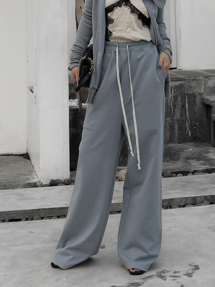 

Женские брюки с широкими штанинами Seak, повседневная одежда в готическом стиле из 100% хлопка, длинные спортивные штаны, весенние однотонные с...