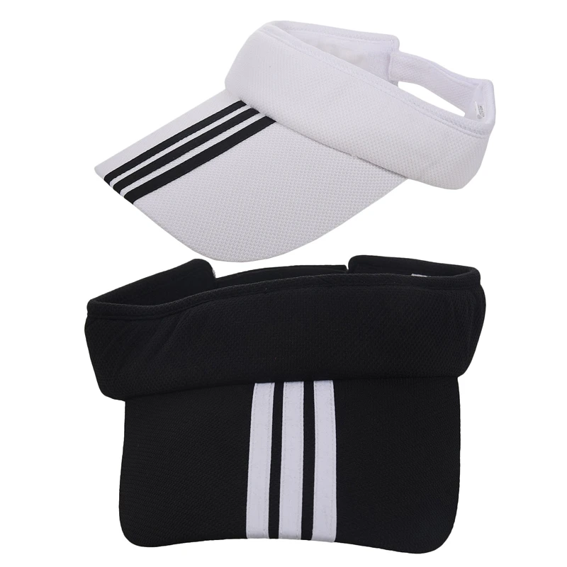 2 Pcs Sports Tennis Golf Sun Visor Hat Hats Adjustable Plain Bright Color Men Women 1 White &amp Black |