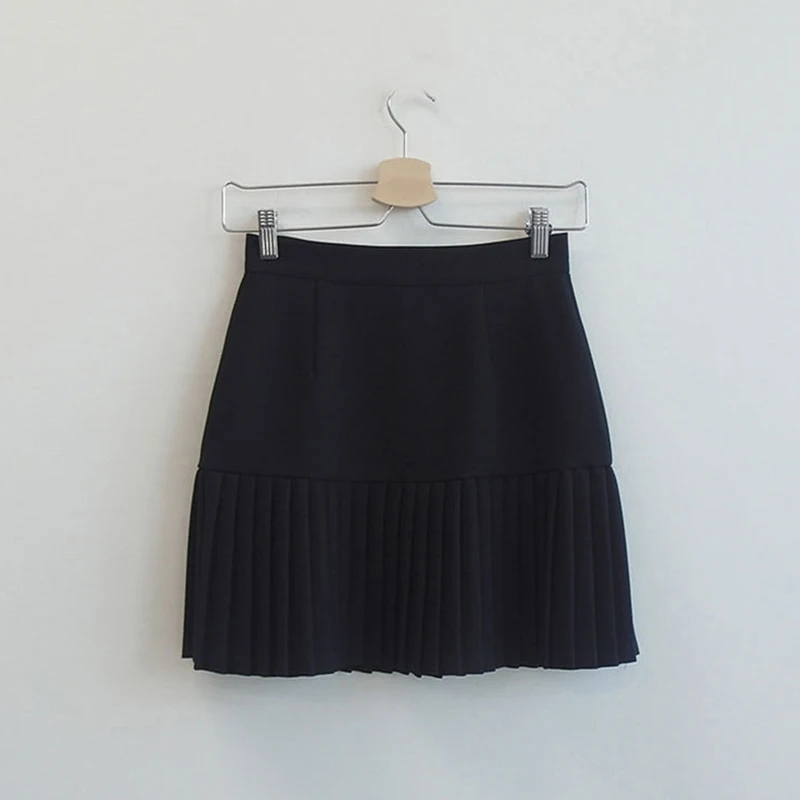 

Pleated Skirt A-Line Mini Skirts Womens Summer Korean Black Khaki Woman Skirt Empire 2021