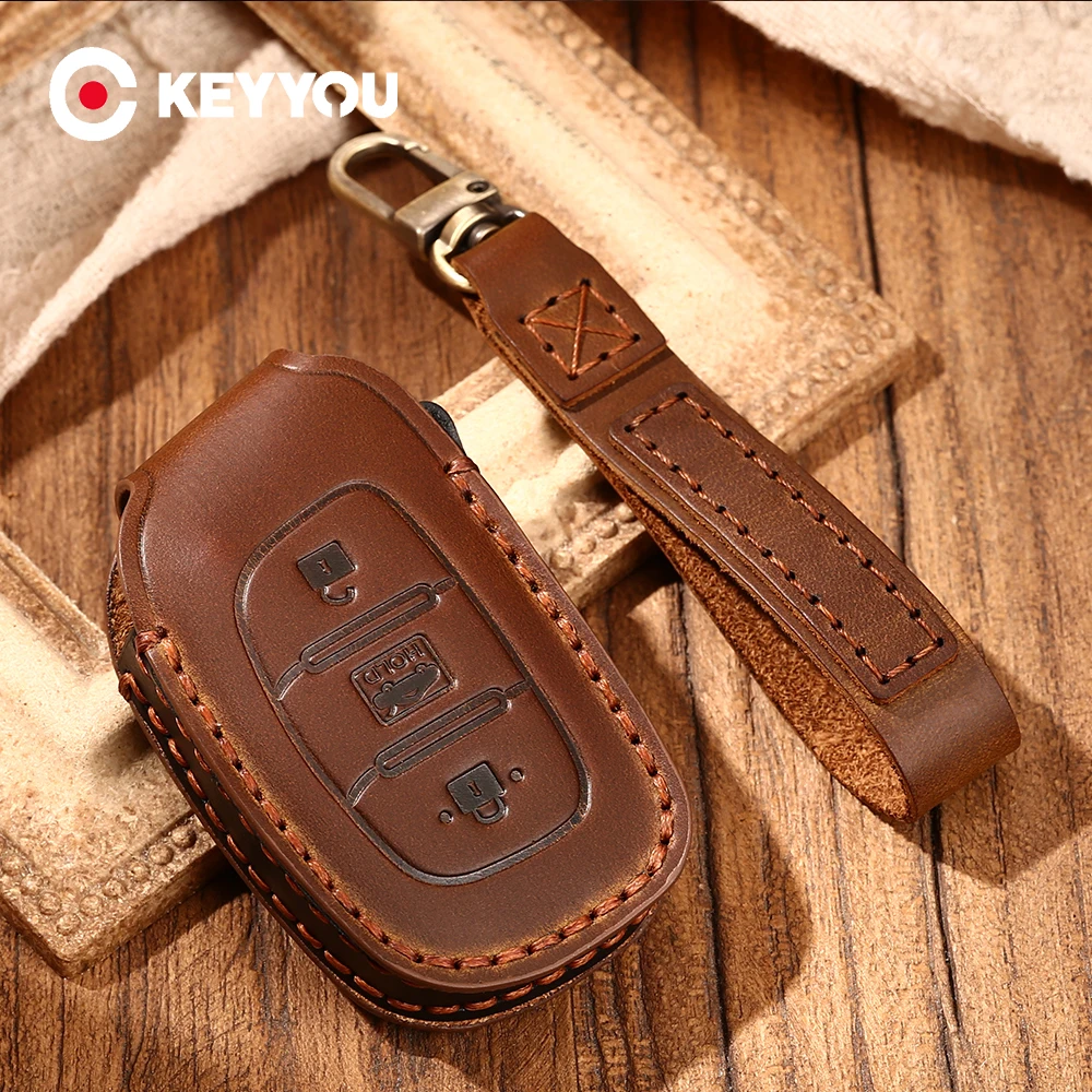 

Чехол для автомобильного ключа KEYYOU, кожаный, для Hyundai IX35, Rena, MISTRA, Elantra 2015, I30, IX25, IX35, Elantra, Sonata, Verna, Creta, Tucson, Solaris