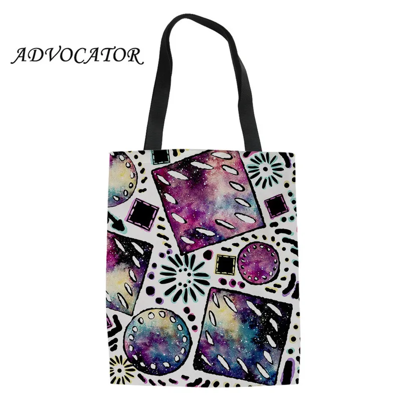 

Heavy Duty Shopping Bags Geometric Starry Sky Printing Shopper Bag Teenagers College Book Bags Shoulder Pouch for Ladies Bolsa