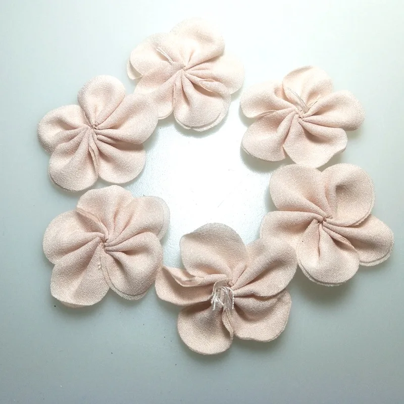 HL 20 шт 40 мм легкий розовый шифоновый цветок двойной ручной работы украшения