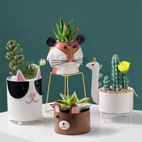 creative flower pot cute animal potted planters metal crafts fleshy flower vase home decor vase garden outdoor floor pot holder