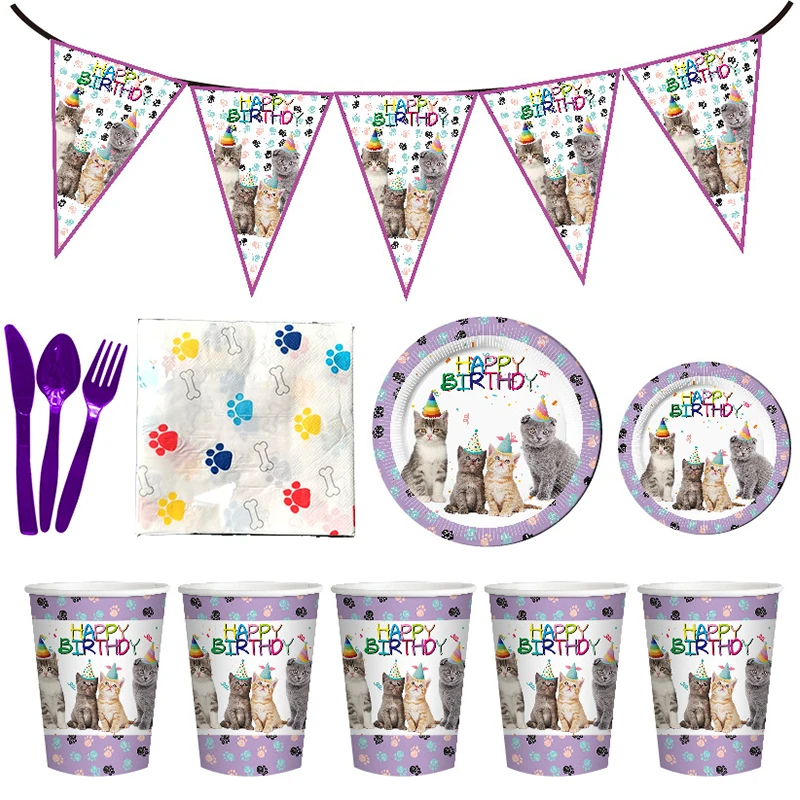 Декоративная посуда для темативечерние с изображением кошки столовые приборы