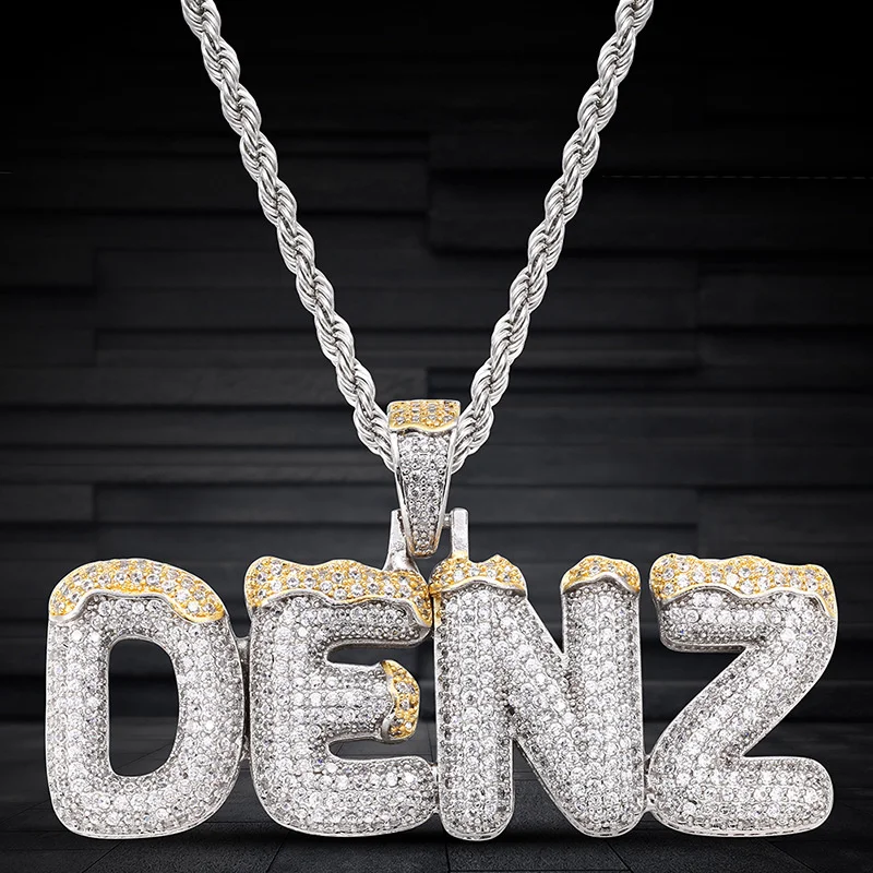 

Ins hip hop micro inlaid zircon snow top 26 English letter pendant trendy Necklace