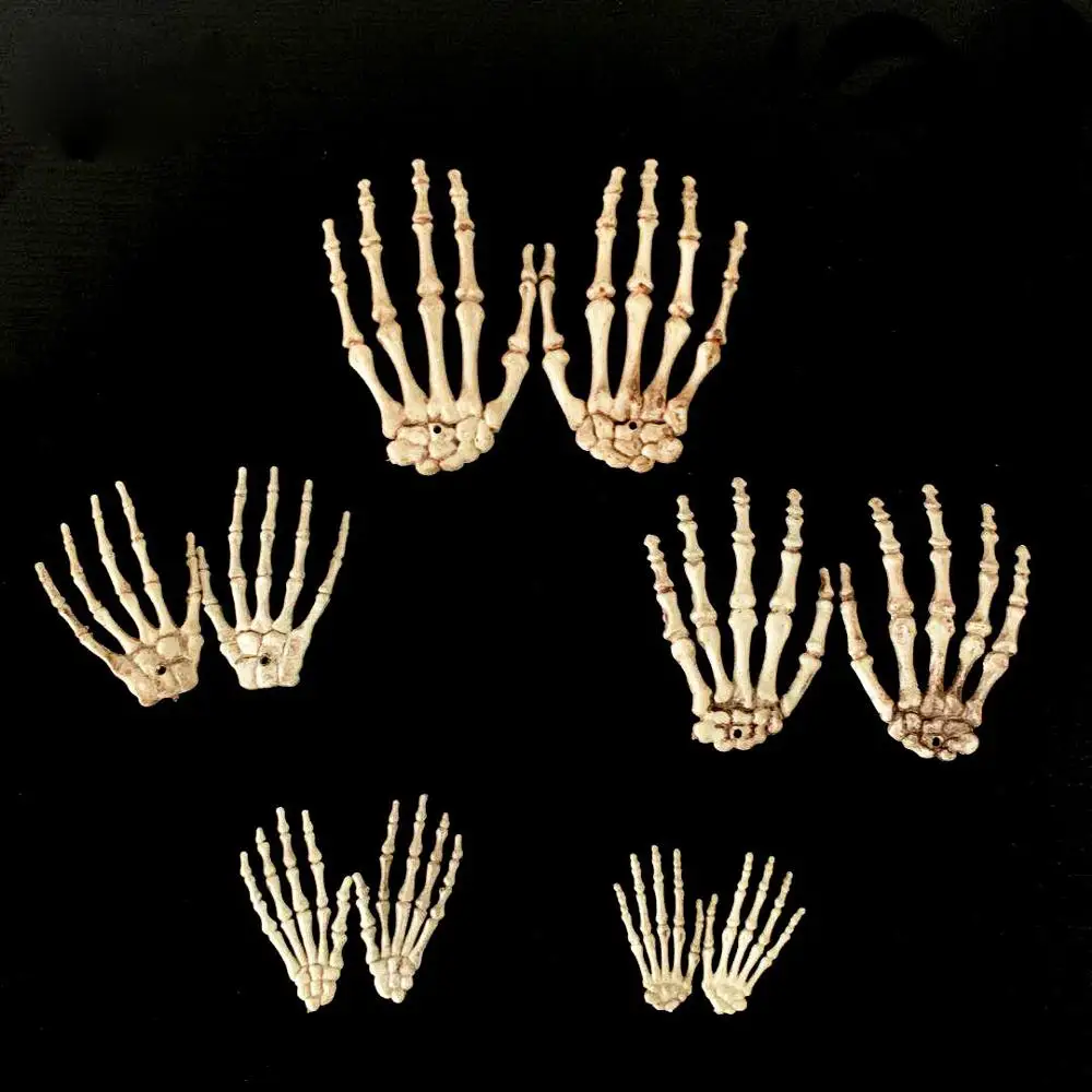 

1 Pair Halloween Decoration Realistic Life Size Skeleton Hands Plastic Fake Human Hand Bone Zombie Party Terror Scary Props