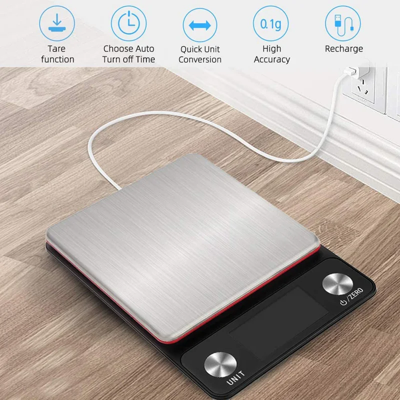 Цифровые кухонные весы 5 кг 0 1 г Многофункциональные с ЖК дисплеем для