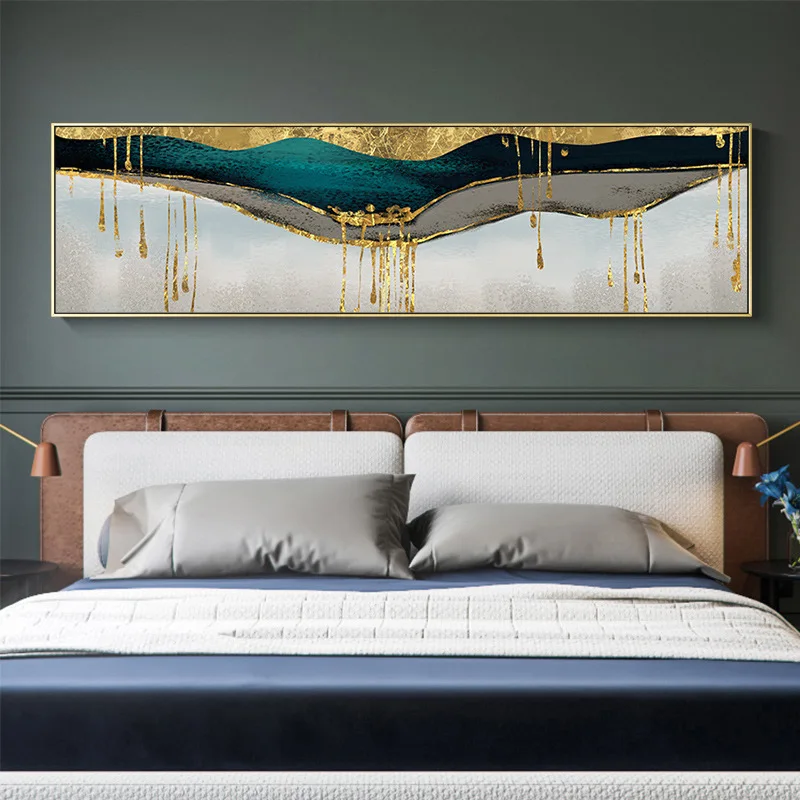 

Abstract Green Shimmering Gold Blue Canvas Painting Wall Picture Poster For Living Room Decoration Home Decor