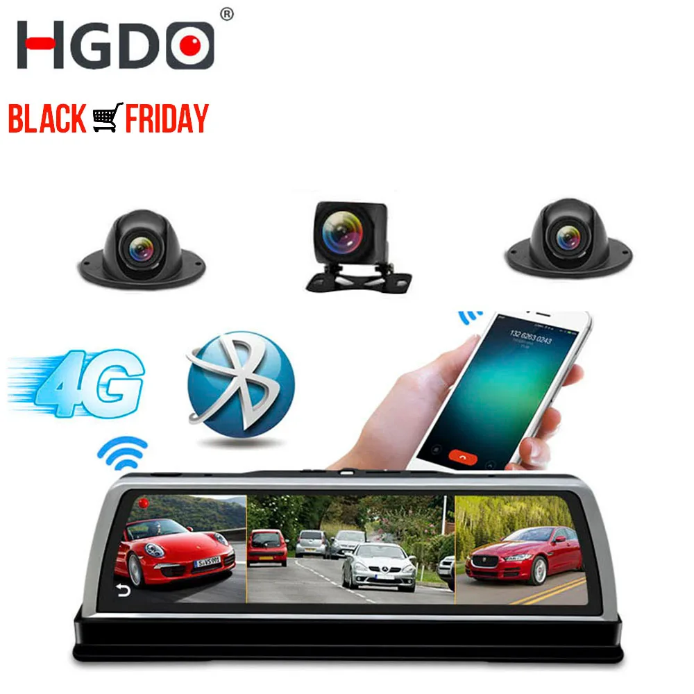 Видеорегистратор HGDO ADAS 4 канала 4G 10 &quot Android FHD 1080P|Видеорегистраторы| |