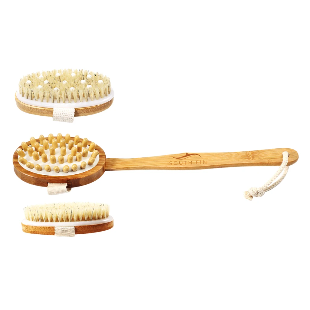 

3pcs Soft Bristle Bath Dry Body Brush - Shower Back Scrubber Exfoliator Massage