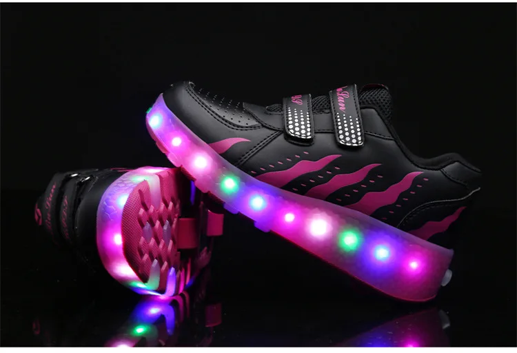 Heelies USB зарядка светодиодный Красочные Дети Мода кроссовки с два колеса роликовые коньки обувь для мальчиков и девочек синий