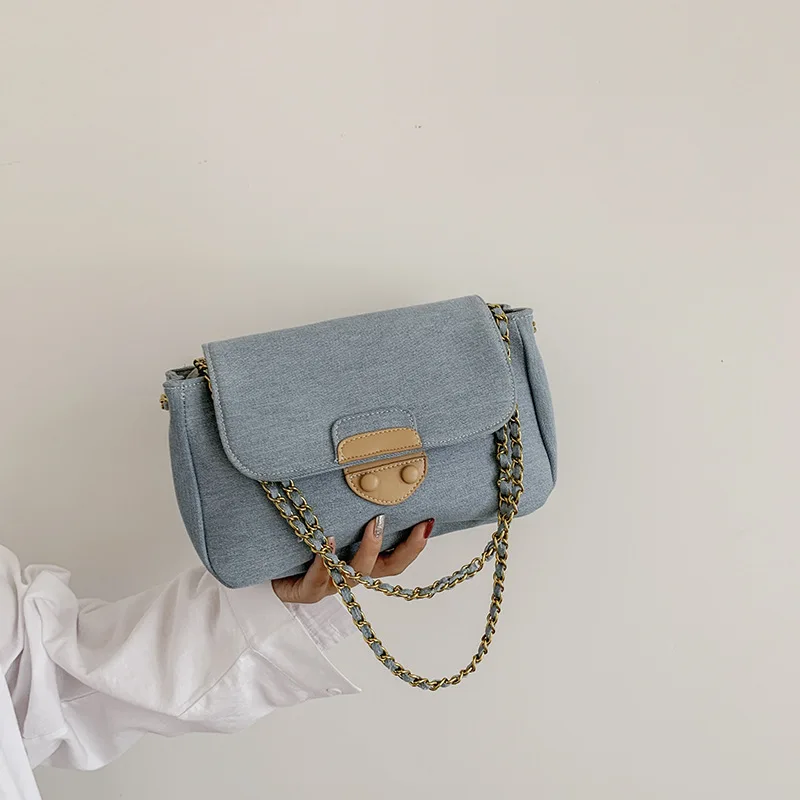 

Холщовая Сумка для подмышек в стиле ретро, вместительная однотонная модная сумочка-мессенджер INS на плечо с откидной крышкой для женщин