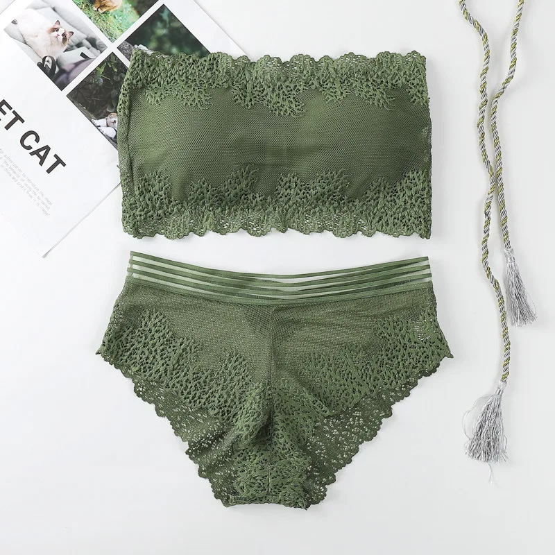 

Sitonjwly Women Strapless Bras Set Bralette Sexy Lace Push Up Lingerie Wireless Underwear Seamless Bra Sleeping Brassiere Femme