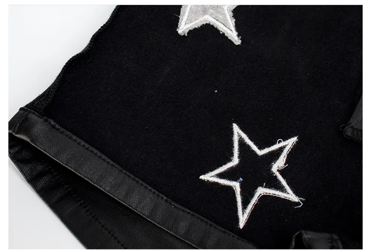 Шорты LOGAMI из искусственной кожи на шнуровке с принтом звезд женские осенние