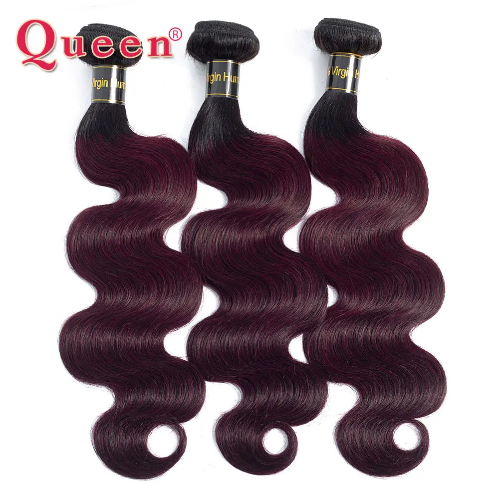 Queen hair Products бразильские пучки с закрытием Remy hair B/99J двухцветные Омбре человеческие волосы для тела плетение 3/4 пучков с закрытием