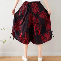 boho sarouel capri harem pants cotton linen loose wide leg pants harajuku fashion cropped bloomers summer sweet streetwear
