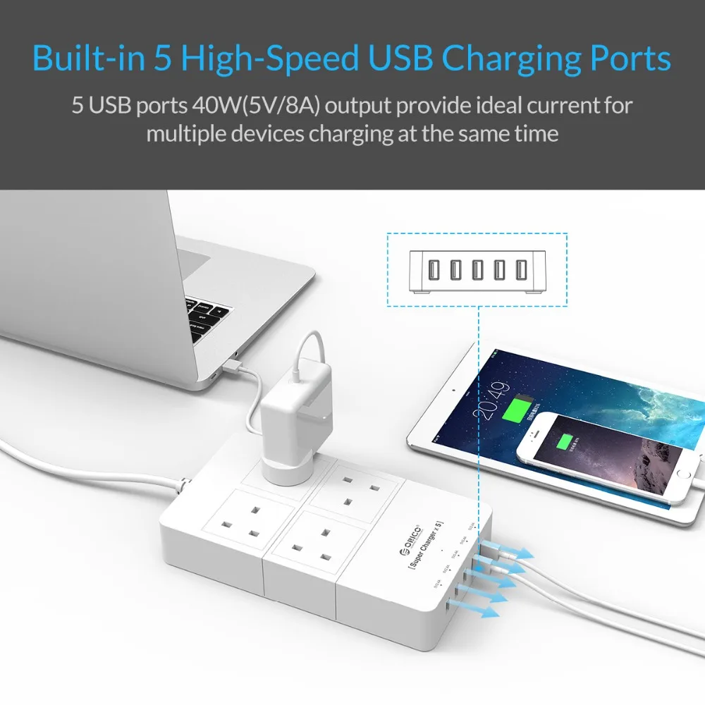 ORICO USB Мощность полосы несколько защита розетки от скачков напряжения 4AC