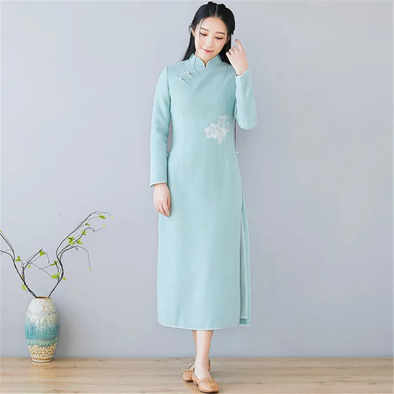 

Женское платье в китайском стиле, Новое поступление, модное женское платье, винтажные платья в китайском стиле, приталенная одежда с вышивк...