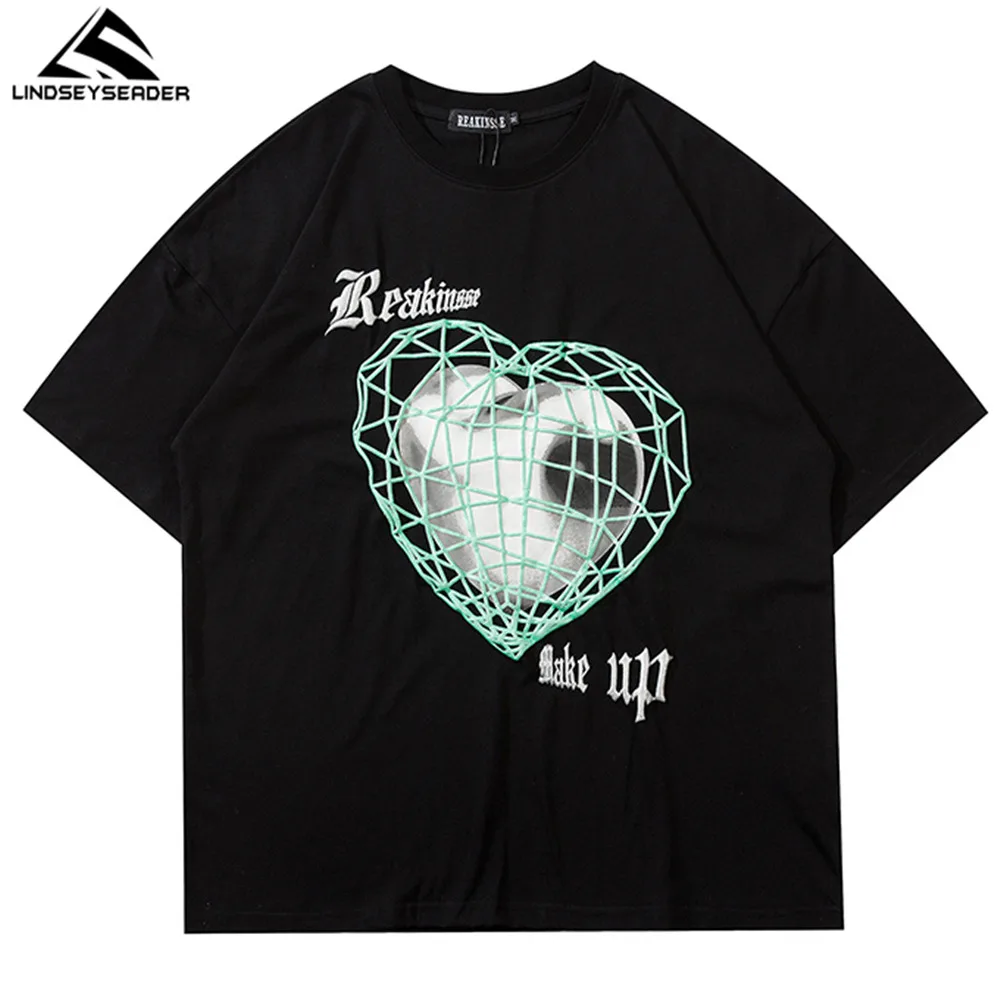 

LINDSEY SEADER Men's T-shirt Hip Hop Oversized Print 2021 Casual Harajuku Streetwear Summer Short Sleeve cotton Tops Tee Tshirt