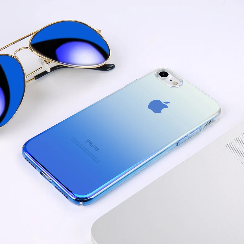 Прозрачный чехол с градиентом для iPhone 7 6 6s Plus 8 7s SE Blue ray прозрачный жесткий