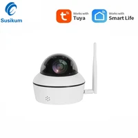 3mp dome outdoor camera wifi ip 3 6mm lens built in sd card slot two way audio tuya app home security wireless camera
