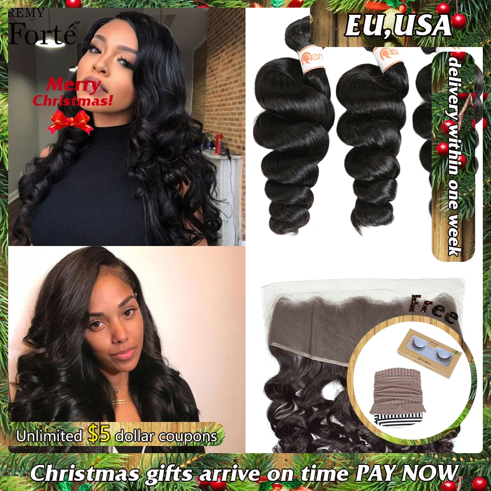 Remy Forte свободные волнистые пряди с застежкой 30 дюймов фронтальной частью