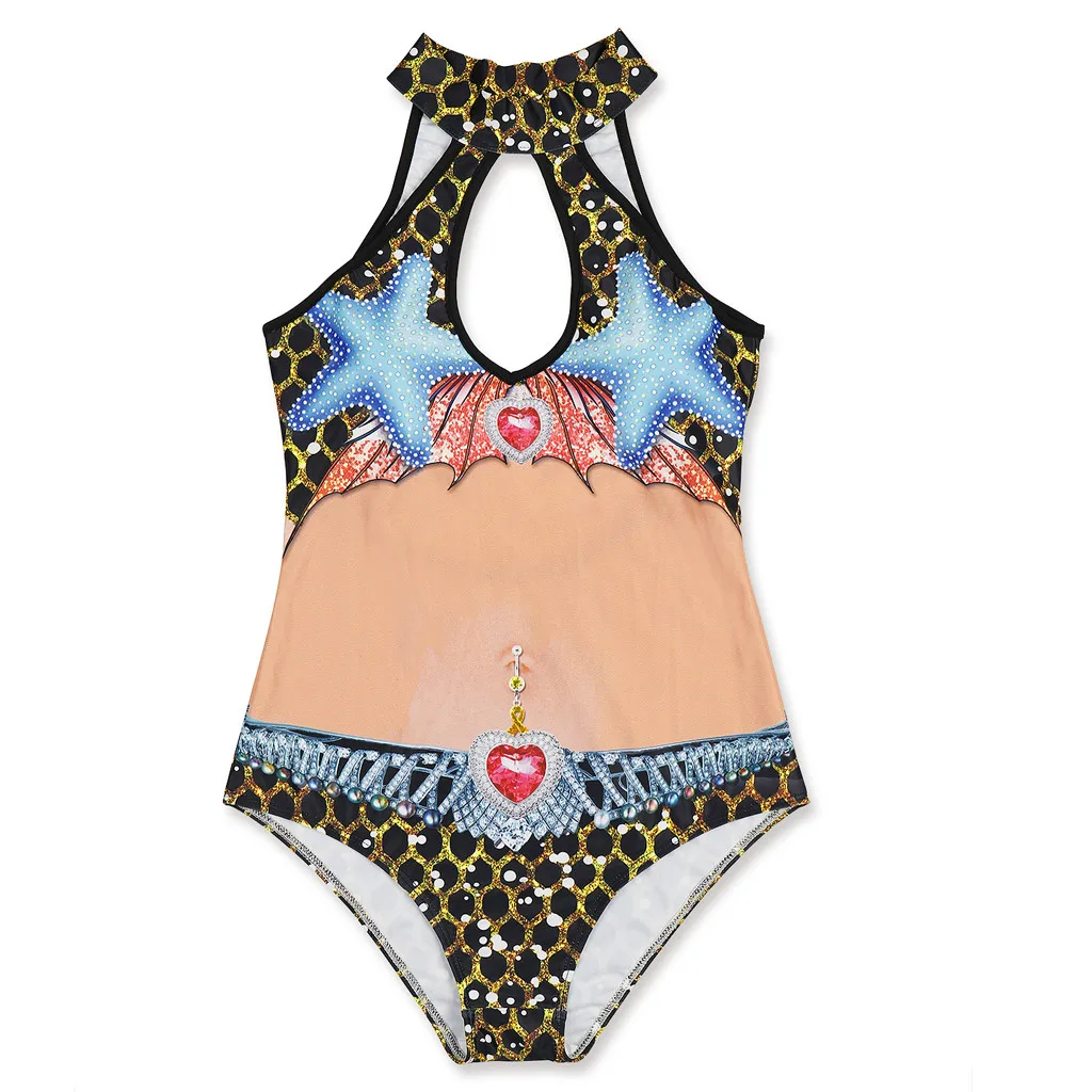 Женский цельный купальный костюм с принтом в виде рыбьей чешуи русалки бикини