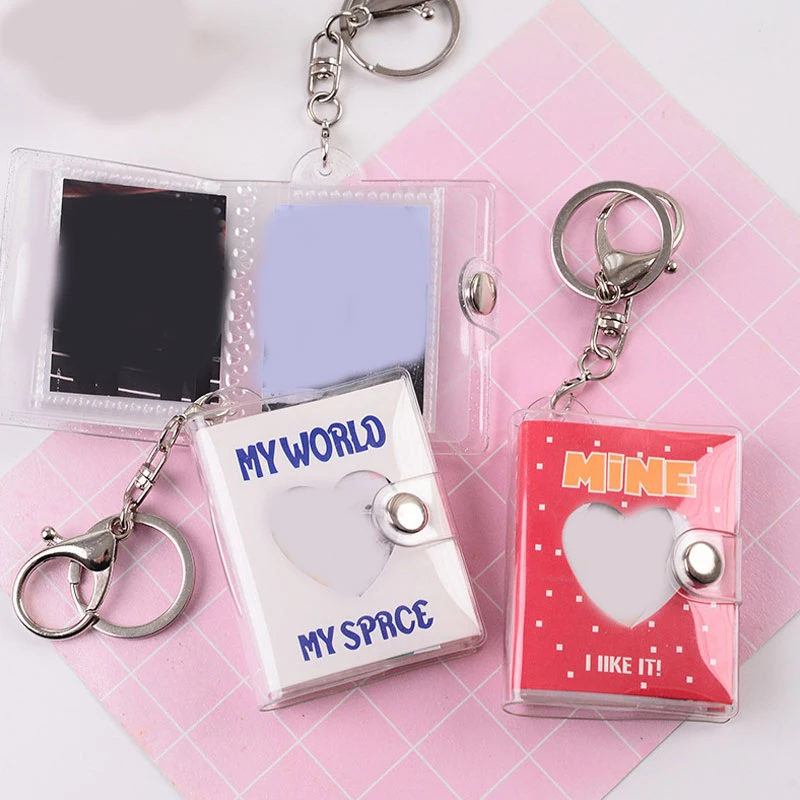 

Love Photo Album With Keychain Popular Stylish Star-chasing Supplies Mini Korea Ins Style Hollow PVC Retro 2 Inch Photo Album