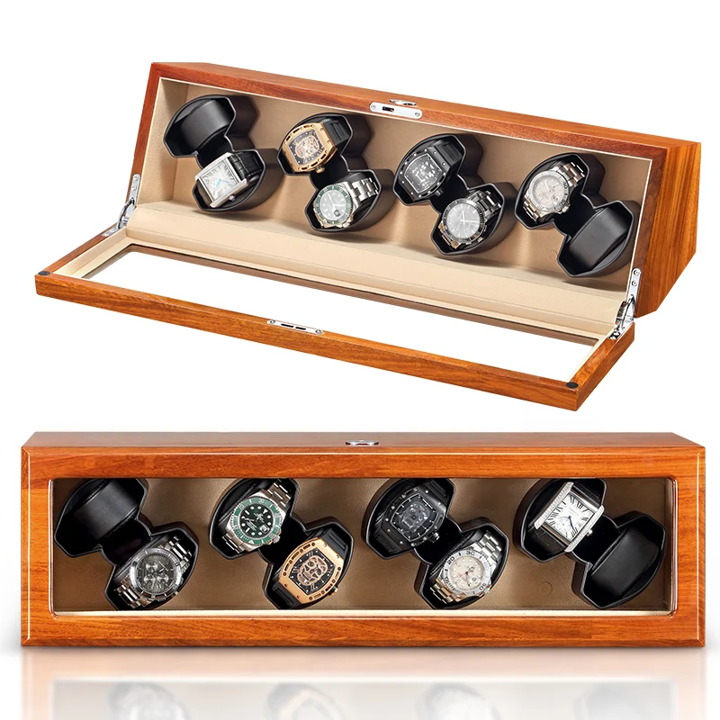 

8 Slot Automatic Watch Winder Wood Safe Box Quiet Motor Adjustable Modes Watches Storage Winding Rotator Display Boxes Case