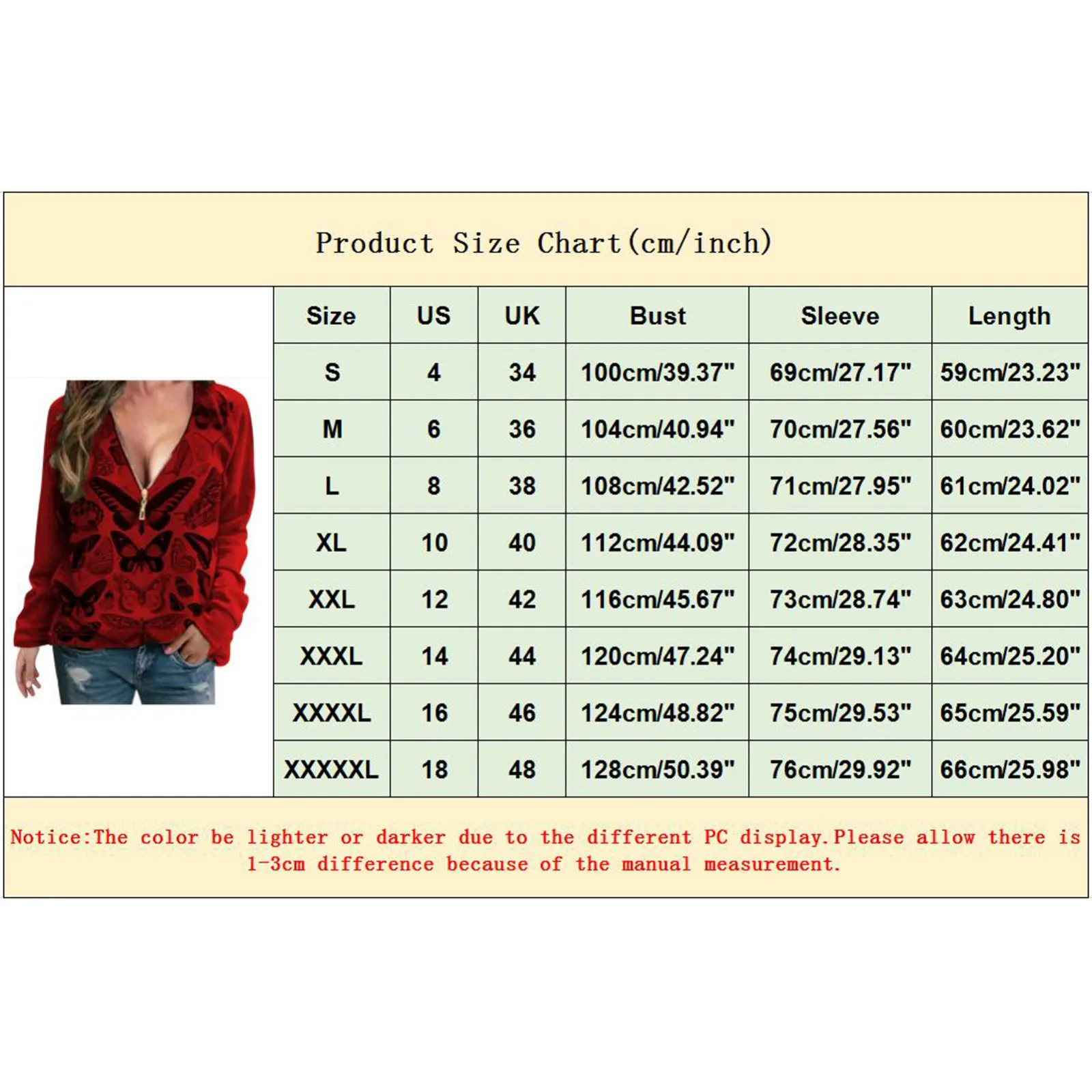 

Sexy Women Butterfly Print Bohemian Tshirt Deep V Neck Long-sleeve Zipper Sweatshirt Casual Blouse Pullove Lady T-shirt Sister