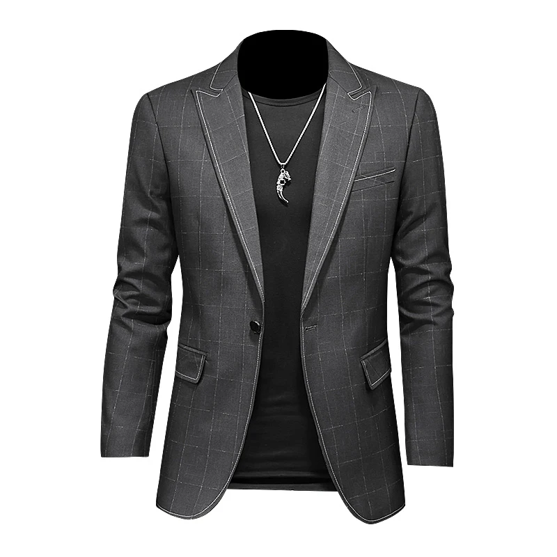 

Fashion Plus Size 5XL Men Casual Blazer 2021 New Men England Style Single Breasted Suit Jackets Formal Plaid Blazers Male