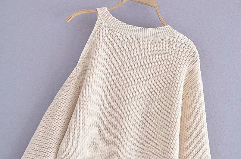 

HWLZLTZHT Knitted Sweater Women Cut Out Cropped Woman Sweater Autumn 2021 Long Sleeve Pullover Women Tops Vintage Sweaters