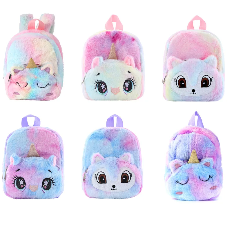 

Soft Fur Unicorn Schoolbag Winter Purse Cute Kids Backpack Children Christmas Gift Kidergarten Satchel Child Plush Backpacks