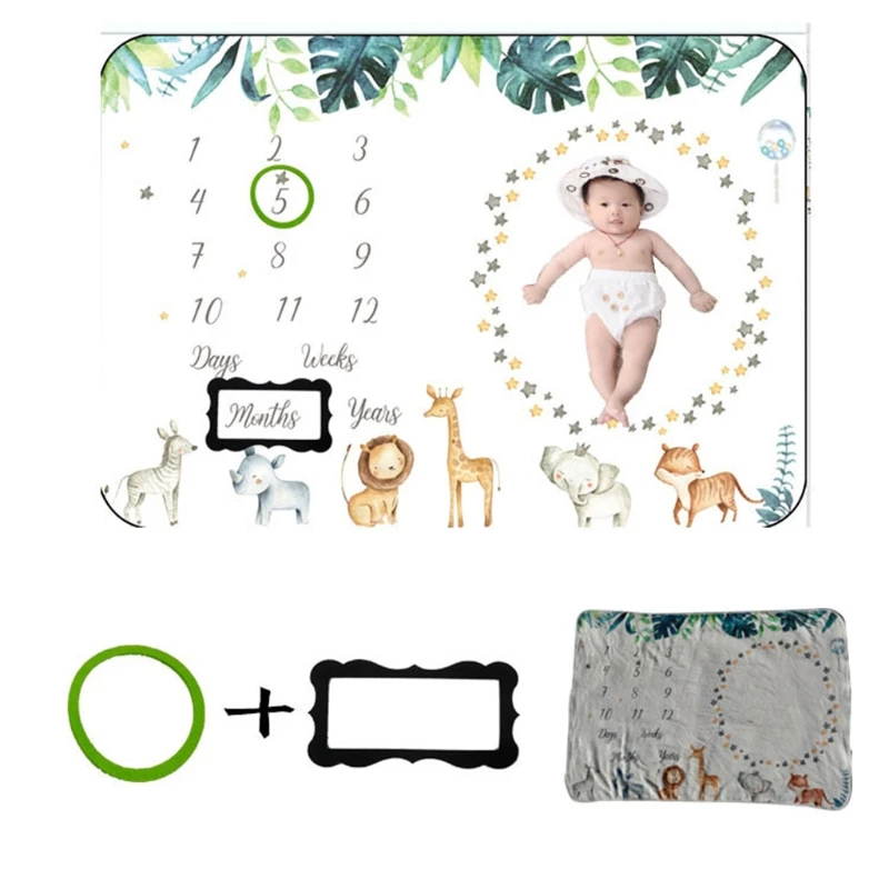 Conjunto de manta de crecimiento mensual para beb&eacute;, accesorios de fotograf&iacute;a reci&eacute;n nacido, fondo creativo de tela infantil, 1 Juego-1