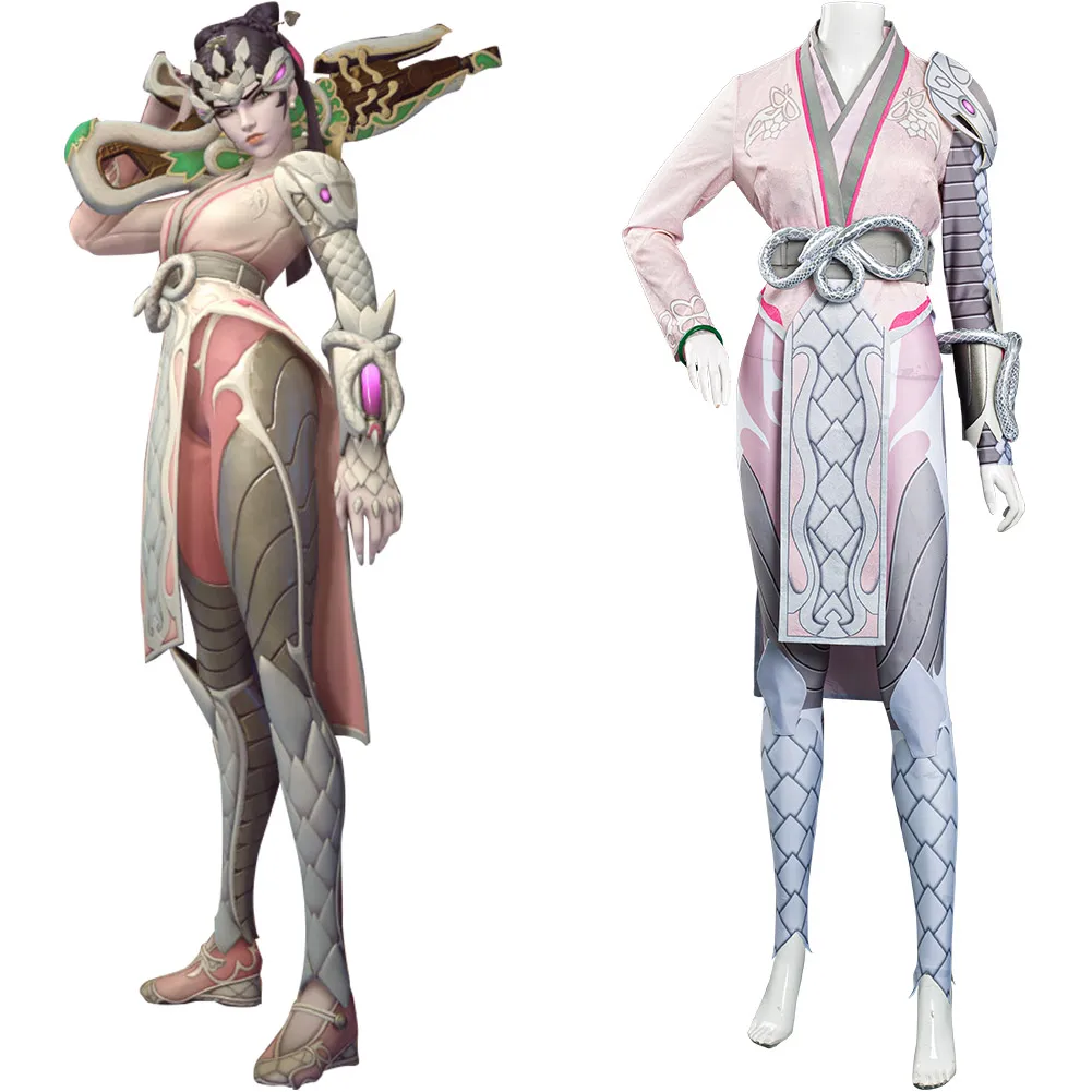 

OW Widowmaker Amelie Cosplay Costume Pink Cheongsam Pants Suit Halloween Carnival Costumes