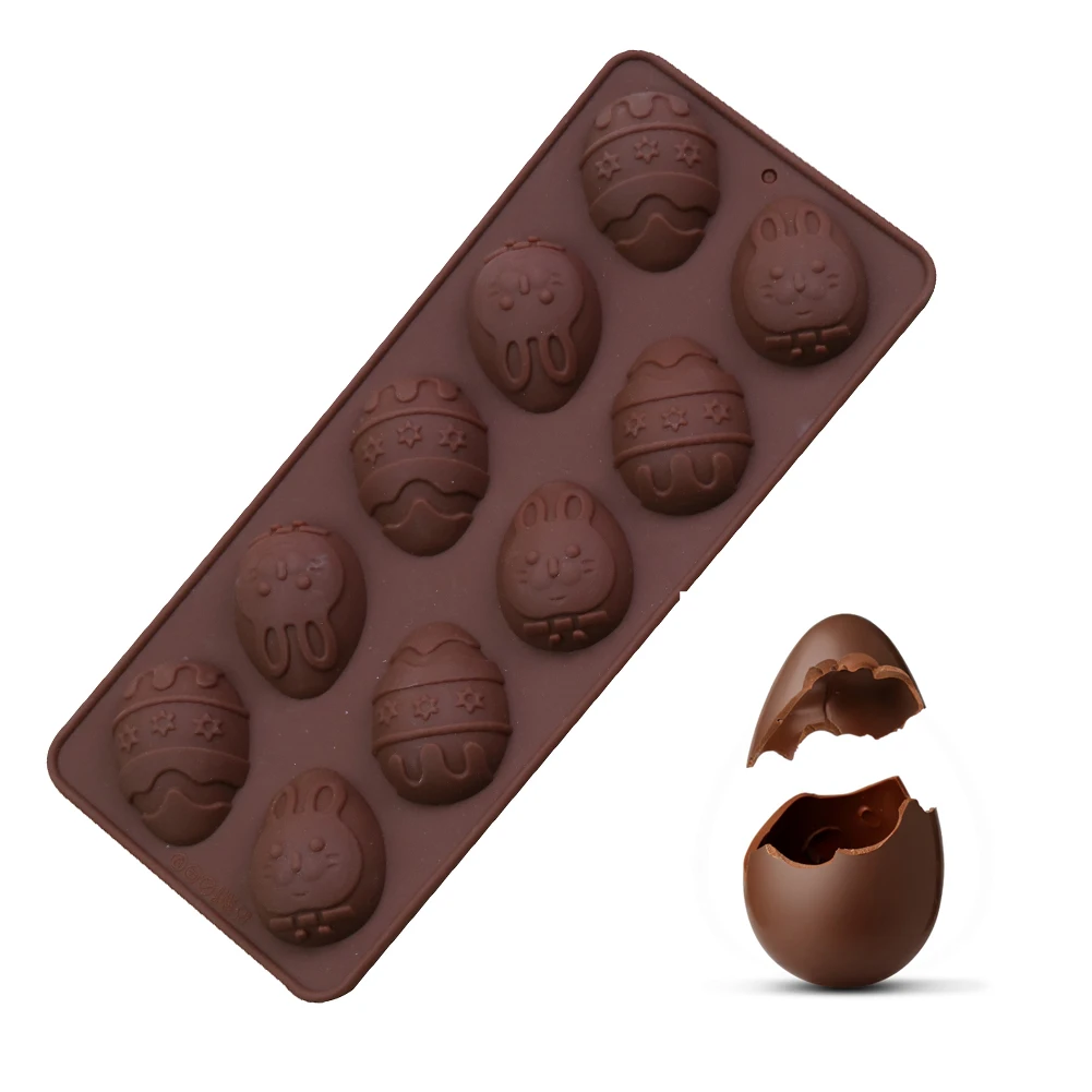 

10-Cavity Egg Shape Silicone Mold for Easter Day Animal Fondant Chocolate Candy Mould Cake Baking Decor Tools Kitchen Bake Tools