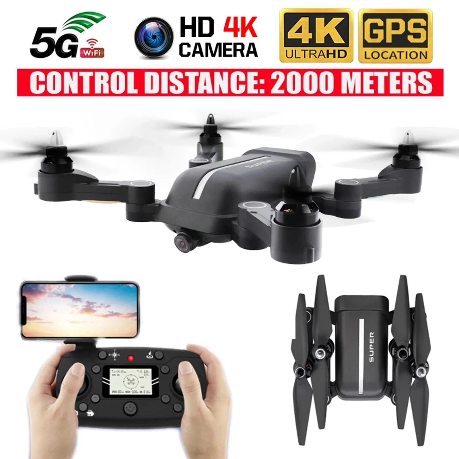 

Senior 5G WIFI GPS Drone 4K Camera HD 5KM FPV Drones 3-Axis/2-Axis Stable Gimbal 35 Mins Flight Time Foldable RC Quadcopter toys
