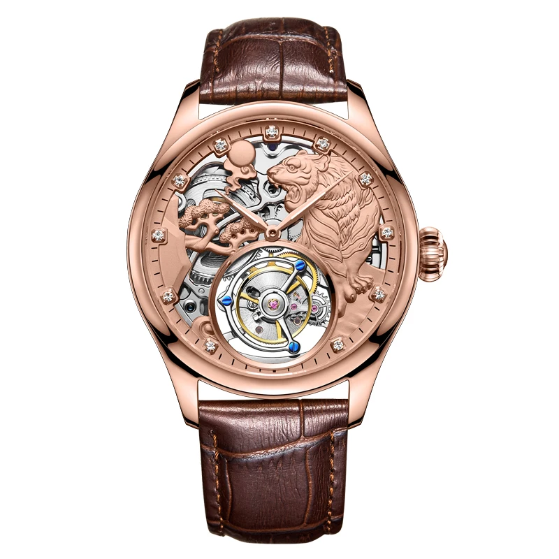 Бизнес Элитный бренд крутой парень часы Tourbillon автоматические механические